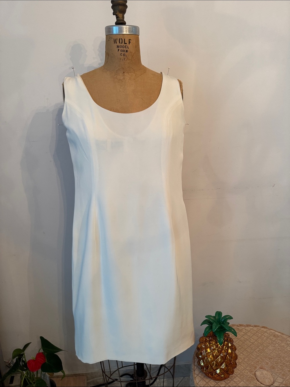 Niteline Cream Scoop-Neck Slip Dress